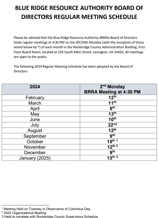 CY24 BRRA Board Schedule